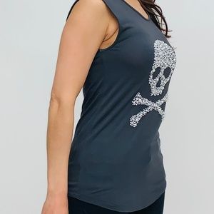 Zara Skull Pearl Sleeveless T-Shirt